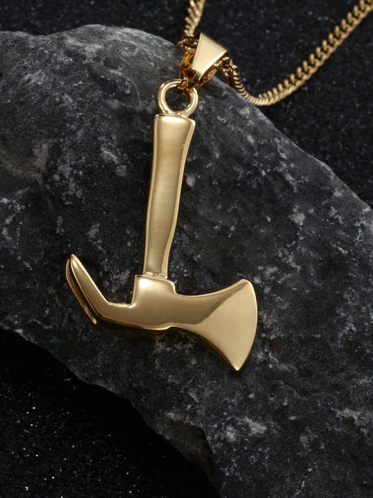 A personalized hip hop street style simple plated 14K gold axe autumn winter sweater chain collarbone chain daily wear