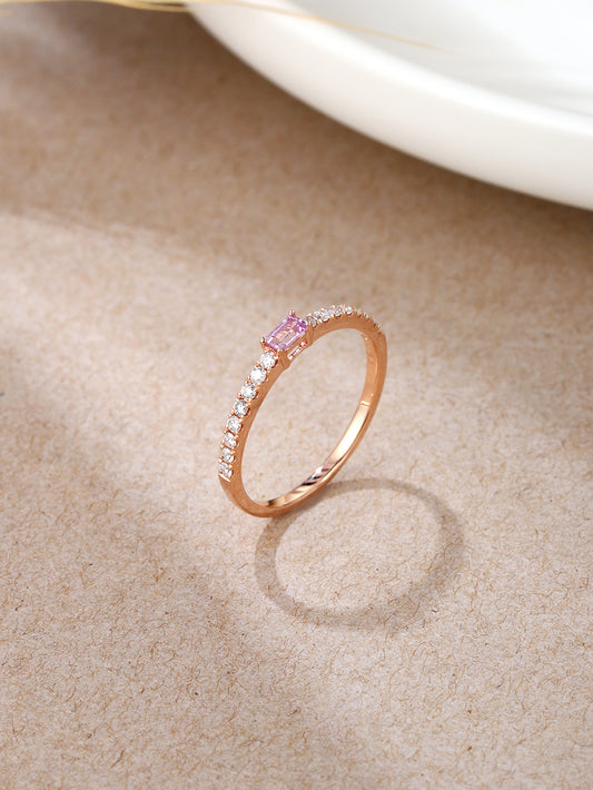 18K rose gold with bagutte shape pink sapphire and diamond ring IRC0985R01MH