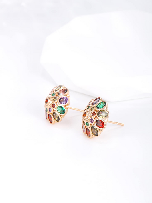 Multicolor candy Macaron Dopamine Youth plated 18K gold light luxury gorgeous earrings, a necklace, a ring a women's set